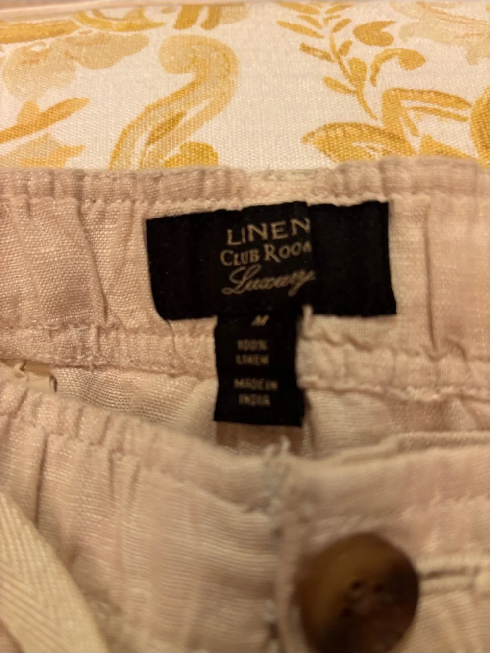 Club Room Cream Drawstring Linen-Blend Chinos